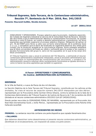 SENTENCIA DEL SUPREMO Y ACCESO A FUNCION PBLICA