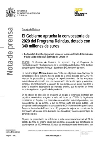Programa de Reindustrializacin y Fortalecimiento de la Competitividad Industrial 2020